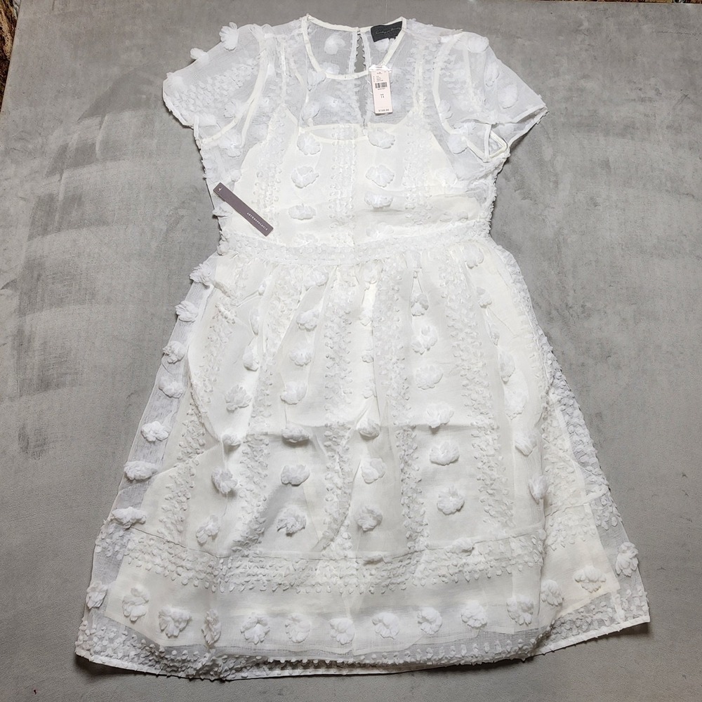 NWT‎ Anthropologie Sunday in Brooklyn Ivory Bonita Textured Mini Dress Size 14